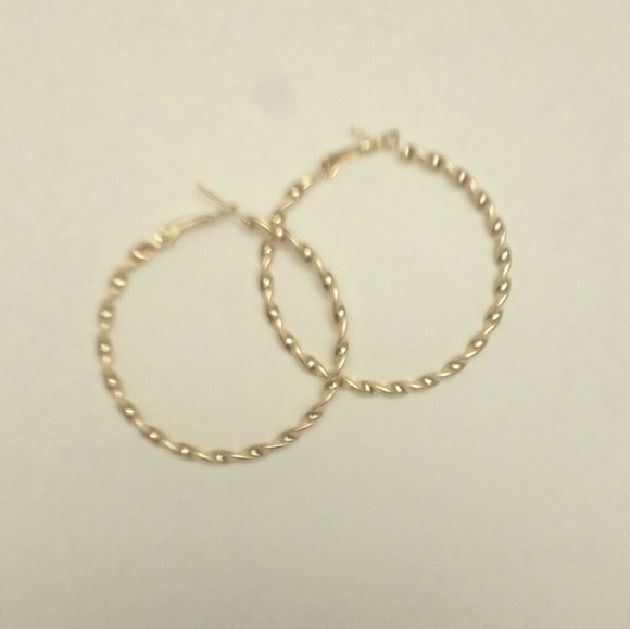 Gold Spiral Earrings, Gold Hoop Earrings - Picture 4 of 5